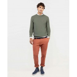 Jersey piqué estructura garment dyed verde hombre | El Ganso