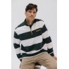Sudadera El Pulpo Rayas Verde y Blanca Hombre | Algodón Orgánico | Eolo Sanxenxo