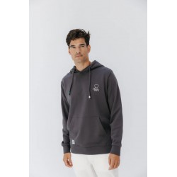 Sudadera El Pulpo Gris Capucha Hombre | Algodón Sostenible | Eolo Sanxenxo