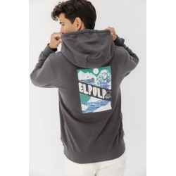 Sudadera El Pulpo Gris Capucha Hombre | Algodón Sostenible | Eolo Sanxenxo
