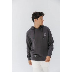 Sudadera El Pulpo Gris Capucha Hombre | Algodón Sostenible | Eolo Sanxenxo