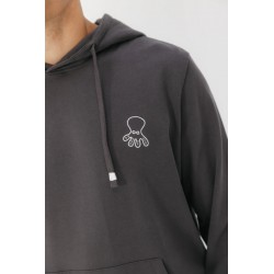 Sudadera El Pulpo Gris Capucha Hombre | Algodón Sostenible | Eolo Sanxenxo