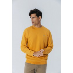 Sudadera El Pulpo Cuello Caja Mostaza | Algodón Orgánico Hombre | Eolo Sanxenxo