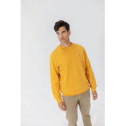 Sudadera El Pulpo Cuello Caja Mostaza | Algodón Orgánico Hombre | Eolo Sanxenxo