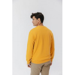 Sudadera El Pulpo Cuello Caja Mostaza | Algodón Orgánico Hombre | Eolo Sanxenxo