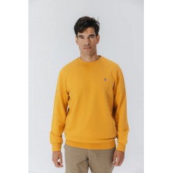 Sudadera El Pulpo Cuello Caja Mostaza | Algodón Orgánico Hombre | Eolo Sanxenxo