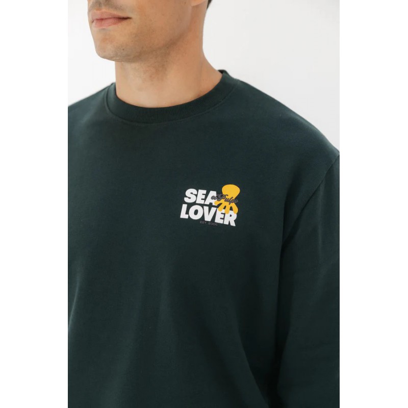 Sudadera El Pulpo Sea Lover Verde | Algodón Orgánico Hombre | Eolo Sanxenxo