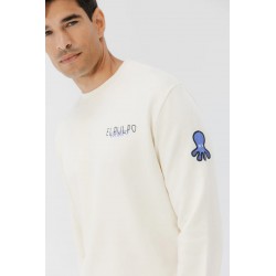 Sudadera El Pulpo Blanca Unisex | Náutica Casual | Eolo Sanxenxo