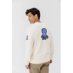 Sudadera El Pulpo Blanca Unisex | Náutica Casual | Eolo Sanxenxo