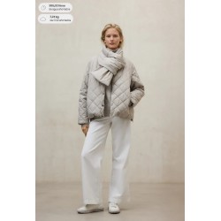 Chaqueta Ecoalf Geres reversible beige mujer con bufanda