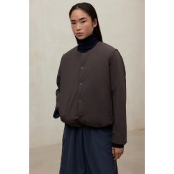 Chaqueta Ecoalf Geres reversible marino y marrón mujer con bufanda