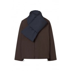 Chaqueta Ecoalf Geres reversible marino y marrón mujer con bufanda