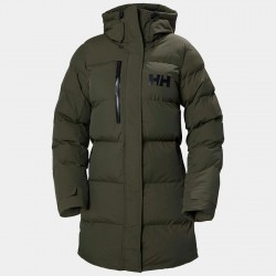 Parka Helly Hansen Adore Puffy verde mujer, abrigo puffer largo muy cálido, resistente al agua y al viento, ideal para invierno.