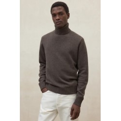 Jersey Brun topo 100% lana reciclada cuello alto