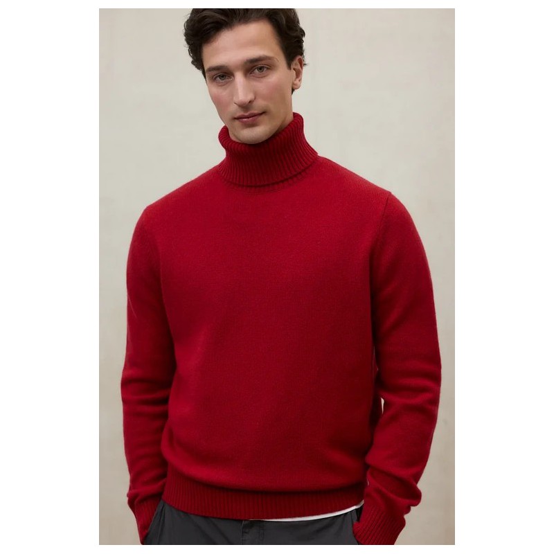 Jersey Brun rojo 100% lana reciclada cuello alto