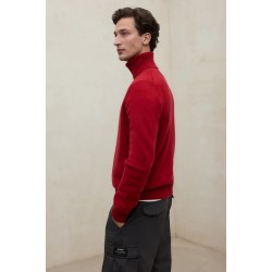 Jersey Brun rojo 100% lana reciclada cuello alto