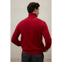 Jersey Brun rojo 100% lana reciclada cuello alto