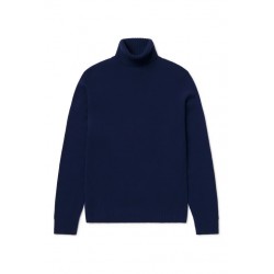 Jersey Brun marino 100% lana reciclada cuello alto