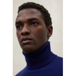 Jersey Brun marino 100% lana reciclada cuello alto