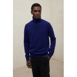 Jersey Brun marino 100% lana reciclada cuello alto