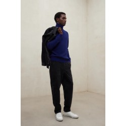 Jersey Brun marino 100% lana reciclada cuello alto