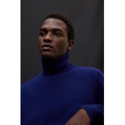 Jersey Brun marino 100% lana reciclada cuello alto