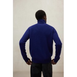 Jersey Brun marino 100% lana reciclada cuello alto