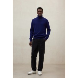 Jersey Brun marino 100% lana reciclada cuello alto