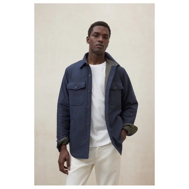 Sobrecamisa Julio azul marino algodón orgánico y viscosa LENZING™ ECOVERO™