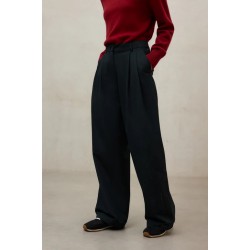 Pantalón Miel negro cintura alta 100% poliéster reciclado