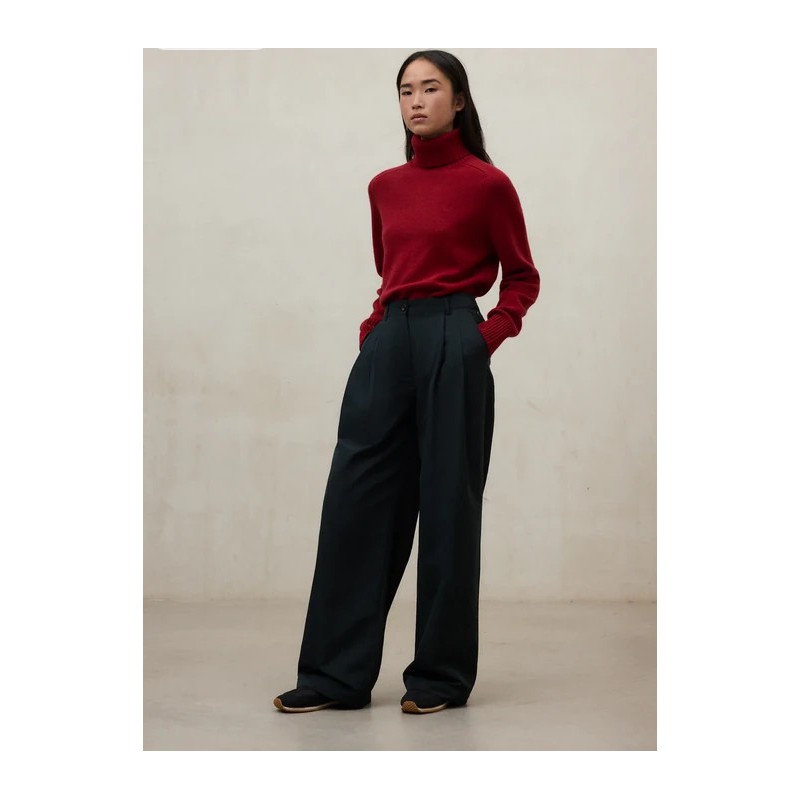 Pantalón Miel negro cintura alta 100% poliéster reciclado