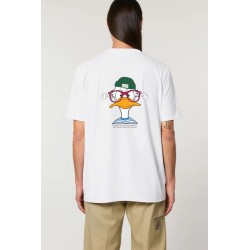 Camiseta blanca orgánica pato marinero unisex | Eolo Sanxenxo