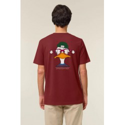 Camiseta granate algodón orgánico pato mareado hombre | Eolo Sanxenxo
