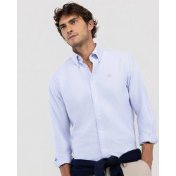 Camisa Oxford Rayas Butcher celeste Hombre | Estilo y Confort