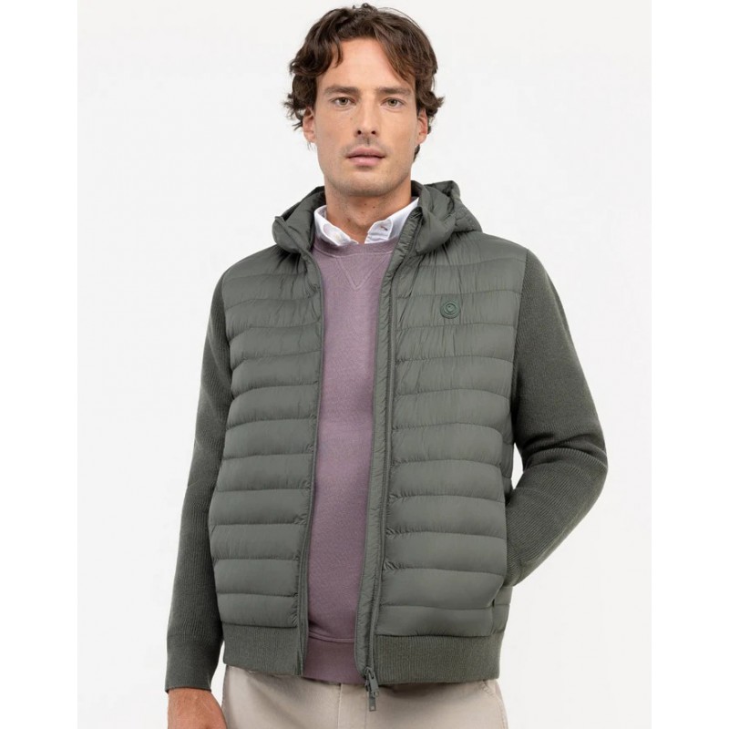 Chaqueta verde de hombre reciclada acolchada de nylon