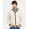 Chaqueta polar beige hombre con cremallera y cuello alto