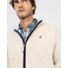Chaqueta polar beige hombre con cremallera y cuello alto