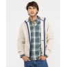 Chaqueta polar beige hombre con cremallera y cuello alto