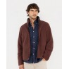 Chaqueta polar granate hombre con cremallera y cuello alto