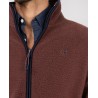 Chaqueta polar granate hombre con cremallera y cuello alto