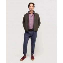 Chaqueta polar verde hombre con cremallera y cuello alto