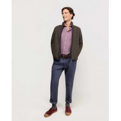 Chaqueta polar verde hombre con cremallera y cuello alto