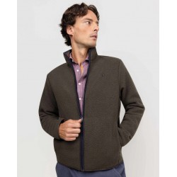 Chaqueta polar verde hombre con cremallera y cuello alto