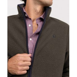 Chaqueta polar verde hombre con cremallera y cuello alto
