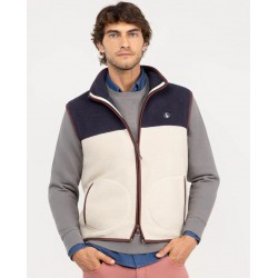 Chaleco polar azul marino hombre bicolor en poliéster reciclado