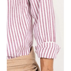 Camisa hombre de rayas rojas 100% algodón Regular Fit