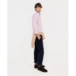 Camisa hombre de rayas rojas 100% algodón Regular Fit