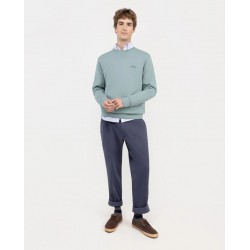 Pantalón chino azul hombre Regular Fit en twill algodón