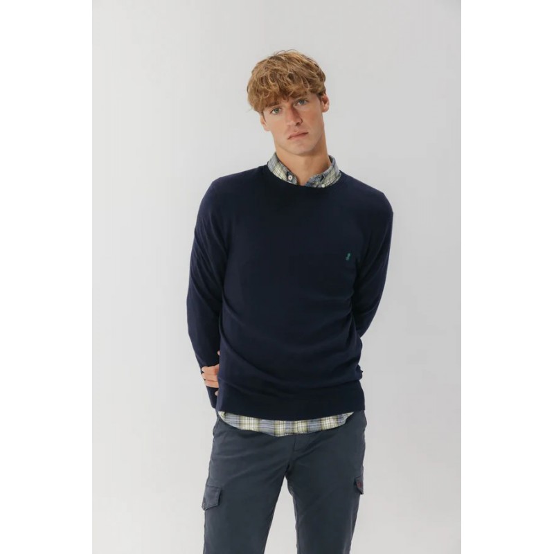 Jersey azul marino elPulpo | Algodón y lana