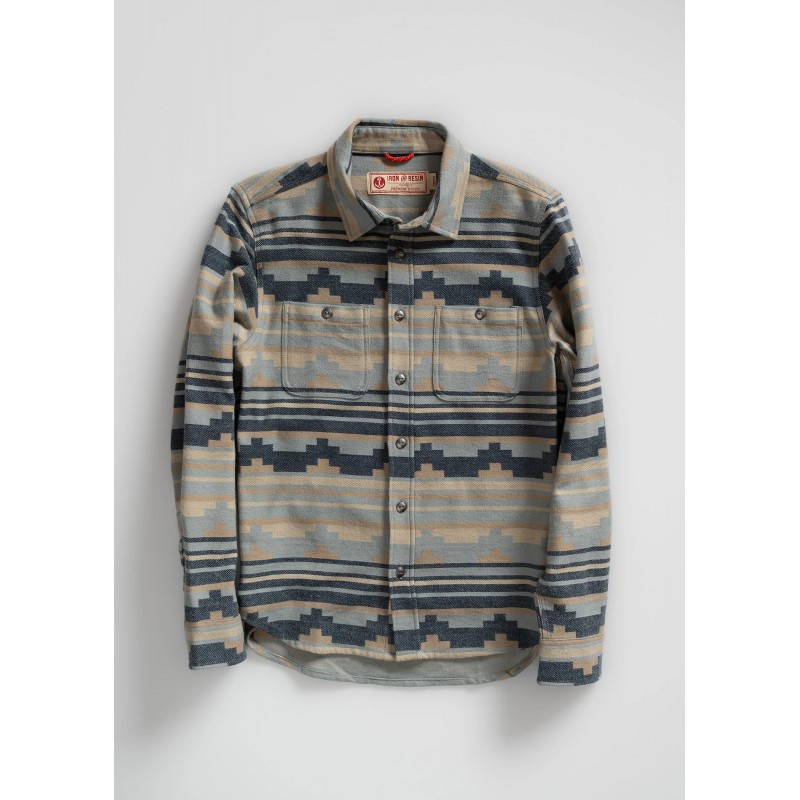 Sobrecamisa de franela azul y beis hombre | Eolo Sanxenxo